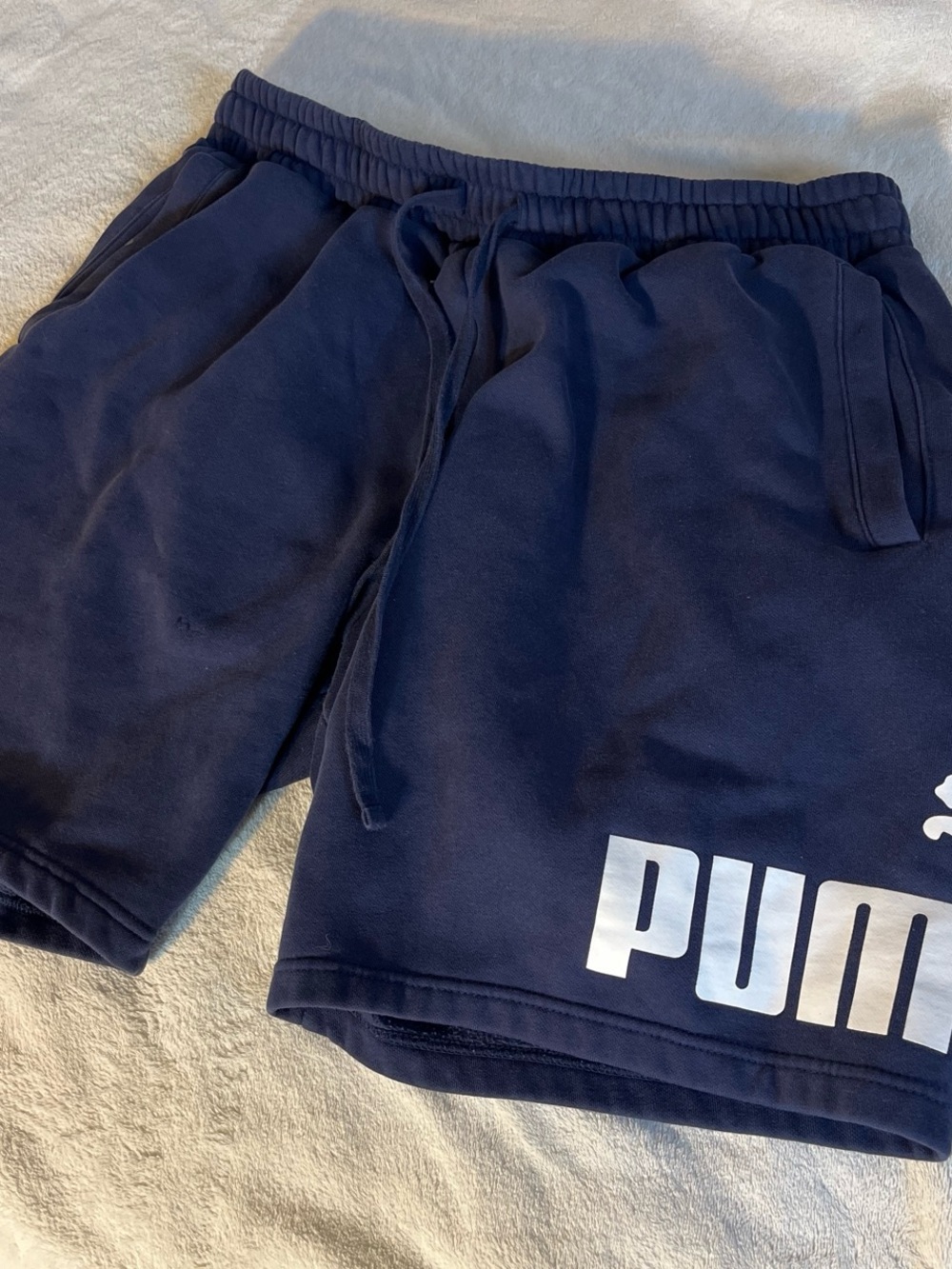 Puma Navy Athletic Shorts with White Logo